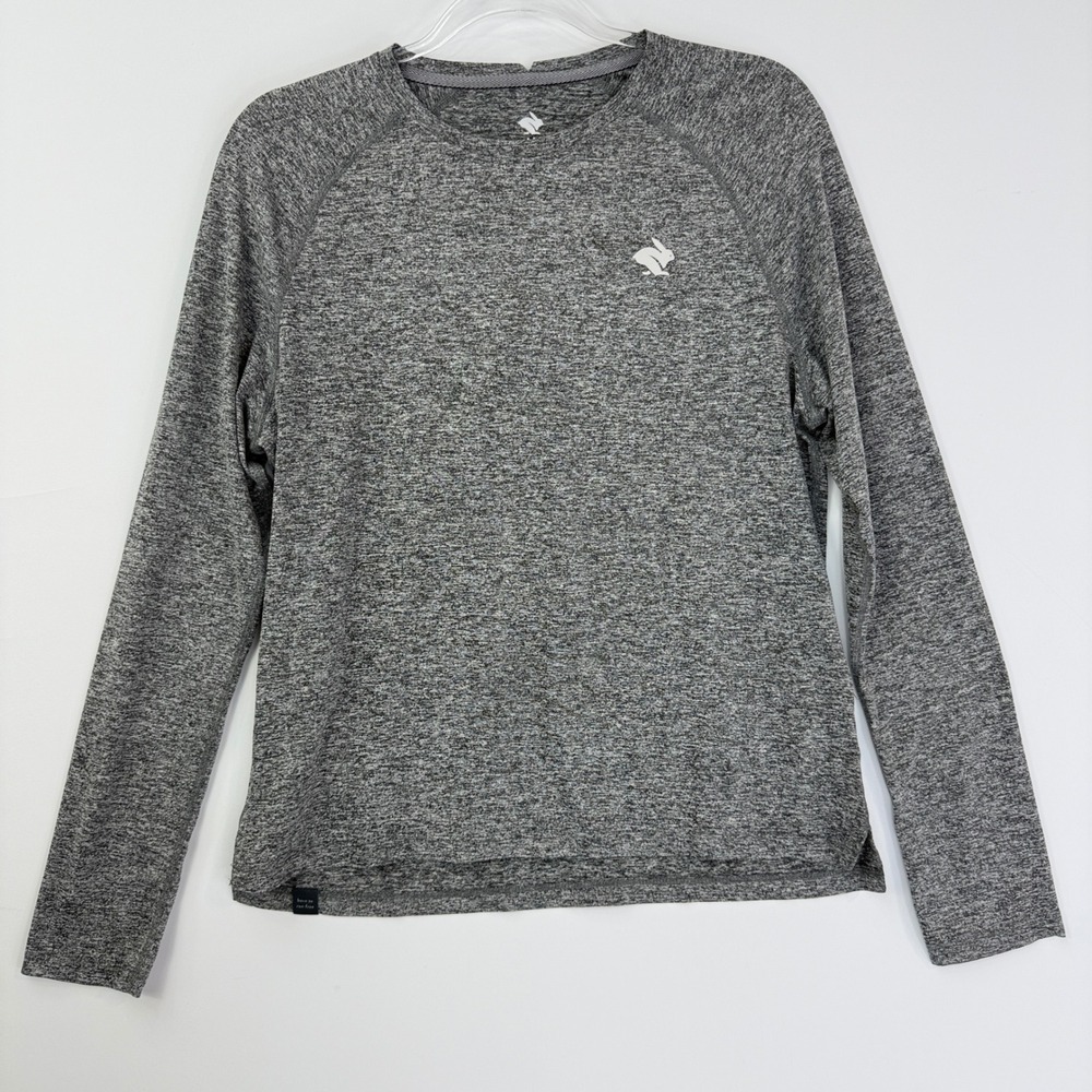 Rabbit EZ Tee LS Running Shirt Women Medium Gray Heathered Long Sleeve RW501